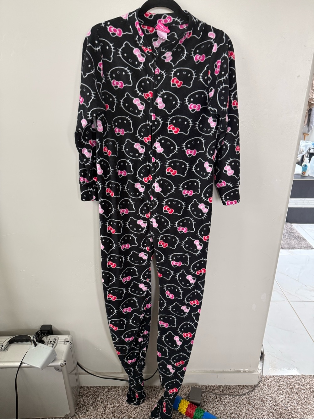Hello Kitty Black Pink Fleece One-Piece Pajama